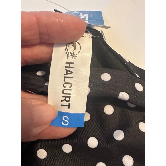 NEW Halcurt Womens High Waisted Polka Dot Bikini Bottoms Black White Size Small - Picture 6 of 8